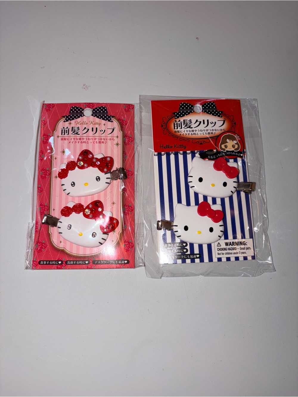 Hello Kitty Kids Hair Clips with Red Bows - 2 Pack